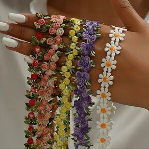 Vibrant Floral Crochet Choker 5 pack